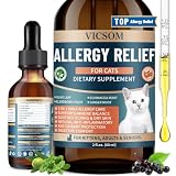 Cat Allergy Relief for Cats, Seasonal Skin Allergy Relief for Cats Itchy Skin, Paws, Eyes, Ears, Stop Licking & Scratching, Calms Dry Skin, Matted and Shedding Fur, Cat Immune Support, 60ml