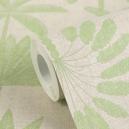 Papier peint métallisé haut de gamme feuilles de palmier beige 791632 - 3