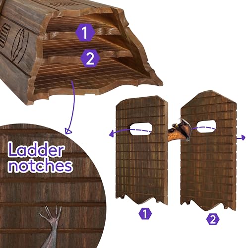 MIXUMON Bat Houses for Outdoors - 3 Chambers Bat House (100 Bats) - Perfectly Box Designed for Bats, Easy to Install (Style 4 - Rustic)