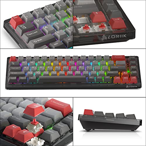 Loriik Portable Mechanical Gaming Keyboard, Led Backlit Compact 68 Keys, Bluetooth/ 2.4Ghz/ Usb Triple Modes, Three Color Pbt Keycaps Hot-Swappable Switch For Mac Windows #TOP7