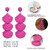 SELFWIMG Raffia Dangle Earrings for Women - Boho Statement Rattan Drop Jewelry with Shell Design, Lightweight Summer Beach Trendy Accessories, Hot Pink #5
