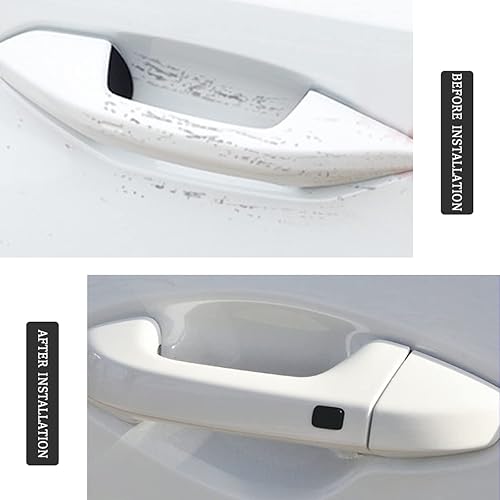 Miniatura 6 de 4 protectores de fibra de carbono para manija de puerta de automóvil, calcomanías universales antiarañazos que se adaptan a la mayoría de los