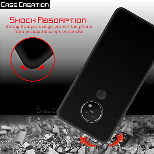 Image of Case Creation Compatible with Nokia 7.2 2019 Back case, Nokia 7.2 Slim Flexible Smart Look case with 360 Camera All Angle Protection (Pure Black)