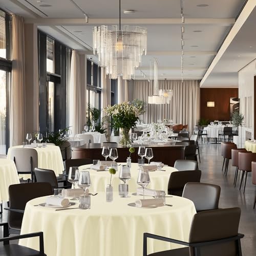 Image of sancua Round Tablecloth 120 Inch Diameter, 8 Pack - Circle Polyester Fabric Table Cloth for Party Reception Banquet Birthday, Washable Formal Table Cover (Fit 48-96 Inch Tables), Beige