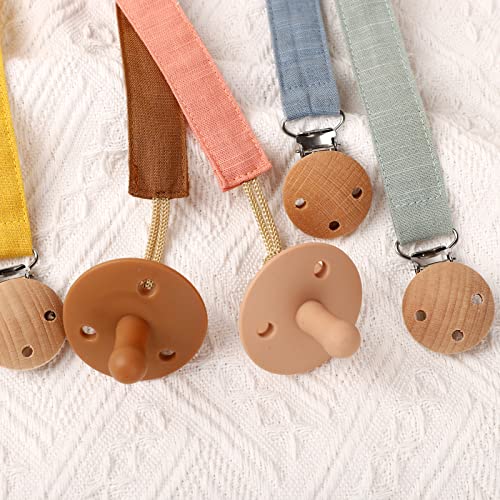 Socub 3 Pack Pacifier Clips For Baby Boys And Girls, Fabric Pacifier Hold With Clip For Binky, Teether Toys, Bpa Free, Baby Shower Birthday Gift, 3 Month+(Sage/Clay/Mustard) #TOP1