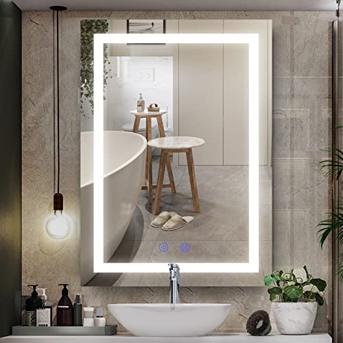 cozzie LED Mirror,20x28 Inch Lighted Bathroom Mirror,UL Certification 3000/6000k Dimmable Anti-Fog CRI 90+ LED Vanity Mirror,Warm/Natural Lights