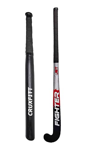 APOLESTAR Solid Wooden Basebat Combo with Hockey Stick for Men/Women/Boy and Girls for Practice and Also use for Self Defence Wooden Hockey Stick - 36 inch