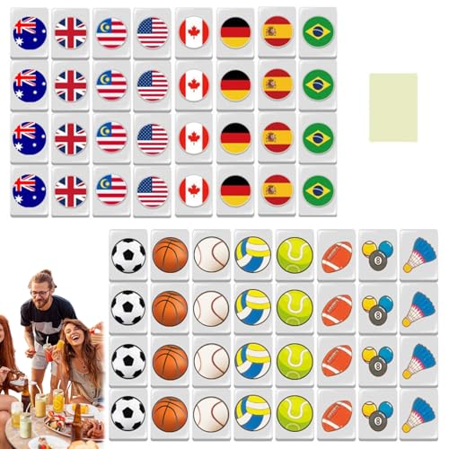 Mini Mahjong Set 64 Piezas 24mm Diseño Bandera y Bola miniatura 1