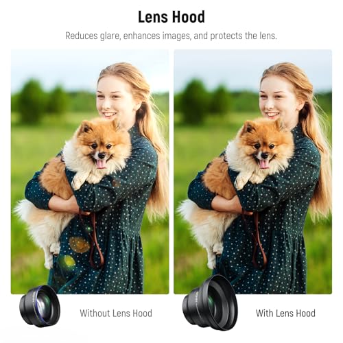 NEEWER HD 65mm Telephoto Phone Camera Lens with Lens Hood Only for 17mm Thread Lens Backplate Cell Phone Cage Case, 1.7X Zoom Lens Attachment Compatible with iPhone 16 15 S25 S24 Ultra Android, LS-66