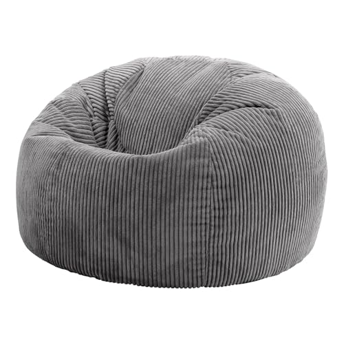 Puff Salon Adulto Gigante - Puff Gaming de Algodón y Lino, Duradero y Cómodo, Bag Chair para Salón, Dormitorio y Sala de Juegos(Gray)