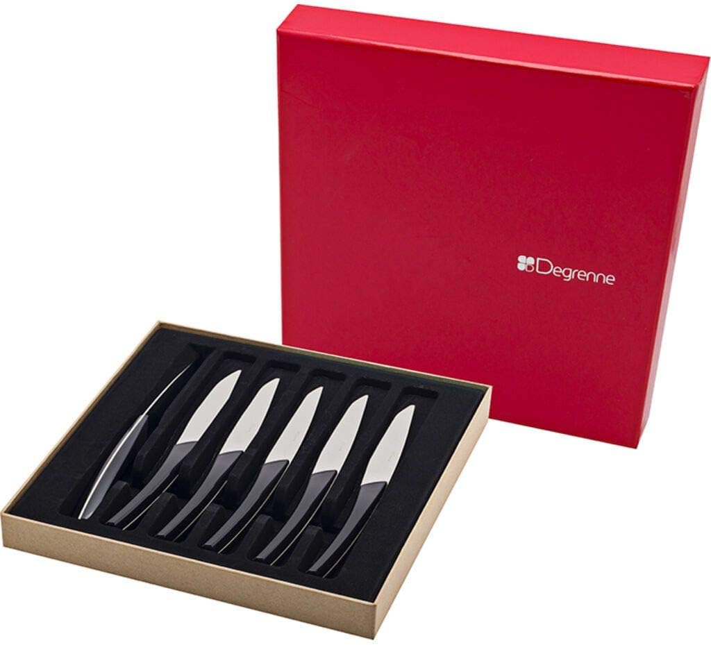 Degrenne | Luxury French Steak Knives | Quartz Collection | Set of 6 | Carbone Stainless Steel