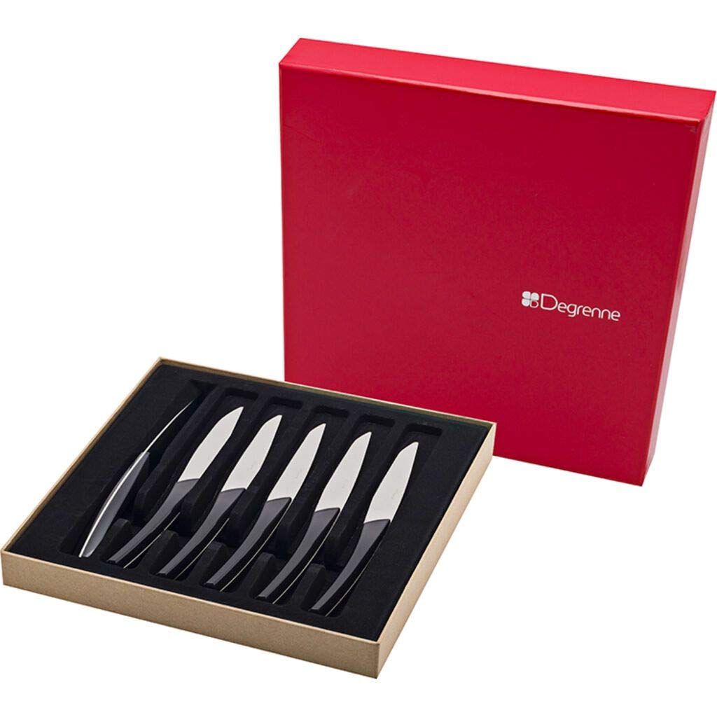 Degrenne | Luxury French Steak Knives | Quartz Collection | Set of 6 | Carbone Stainless Steel