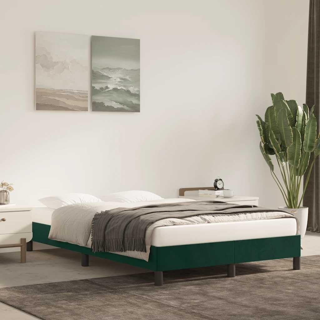 vidaXL Polsterbett, Bett Bettgestell mit Lattenrost, Schlafzimmerbett Doppelbett mit Stützbeinen, Bettrahmen Schlafzimmermöbel, Dunkelgrün 120x200cm Samt