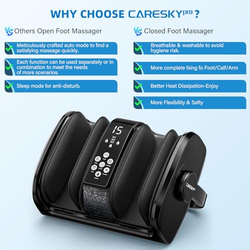 Image of CARESKYpro HSA Store FSA Eligible Foot Massager with Heat, 3 Heating Therapy 5 Intensity, Deep Kneading Rolling for Calf-Feet-Arm Circulation, Plantar Fasciitis and Pain Relief