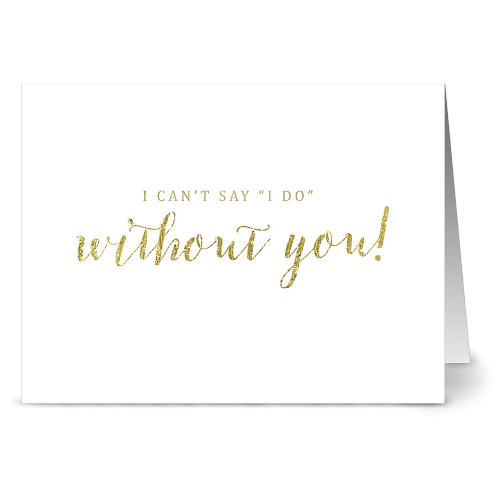 Amazon.com : Note Card Cafe Wedding Greeting Cards with Gray Envelopes | 24  Pack | Blank Inside, Glossy Finish | Gold Can't Say"I Do" Without You  Design | Set for Greeting Cards,