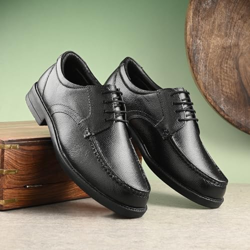 Image of Auserio Men's Full Grain Leather Derby Lace Up Formal Shoes | Anti Skid Sole & Waxed Laces | Antimicrobial & Heat-Insulating | Memory Foam Padded Insole | Shoes for Office & Parties (SSE 231.232.233)
