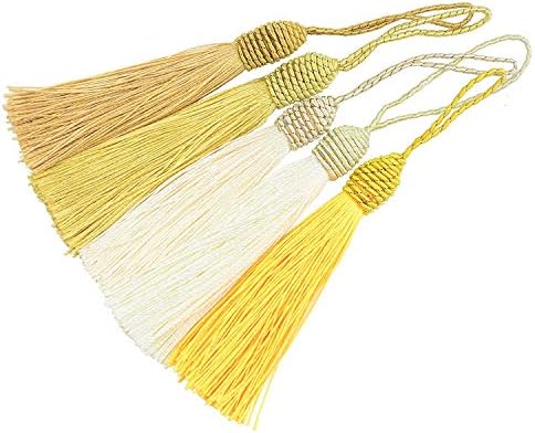 20pcs 15.5cm/6 Inches Silky Floss Bookmark Tassels with 2-Inch Cord Loop and Small Chinese Knot for Jewelry Making, Souvenir, Bookmarks, DIY Craft Accessory (Gold)
