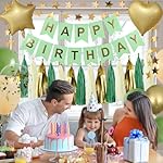Sage Green Birthday Party Decorations Set, Happy Birthday Banner,Stars Garland, Tassel paper garland and Balloons for Women Girls Party Decor (Sage green) - Image 4