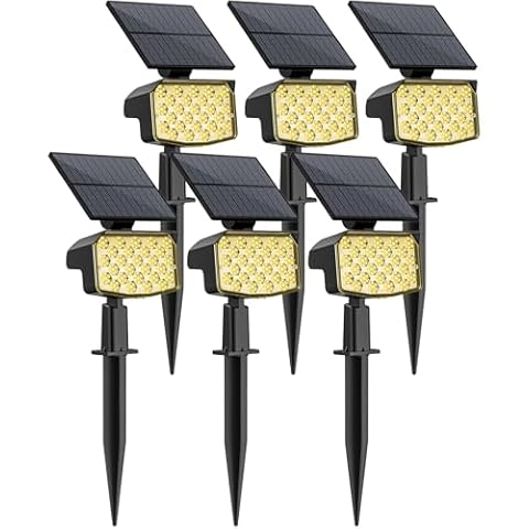 WELALO Solar Spot Lights Outdoor, [6 Pack/3 Modes] Solar Landscape Spotlights, Adjustable Solar Powered Security Lights, IP65 Waterproof Wall Lights for Walkway, Yard, Garden, Driveway (Warm White) Cover