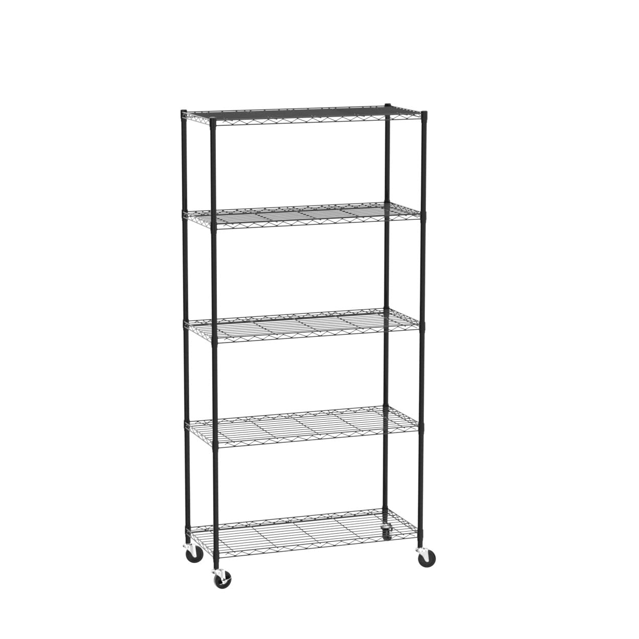 WDT 5 Tier Shelf Shelving Unit with Wheels,Adjustable Metal Shelves for Storage, NSF Wire Shelving Rack,350lbs Loading Capacity Per Shelf Storage Shelves for Kitchen Garage, 36" D x 16" W x 75" H
