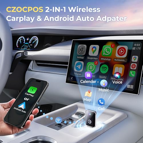 Image of Wireless Carplay Adapter for iPhone, Convert Wired Car play to Wireless, 2 in 1 Plug and Play Mini CarPlay and Android Auto Adapter for iOS 10 Android 11 and Above, Cars with Built-in Carplay (Black)