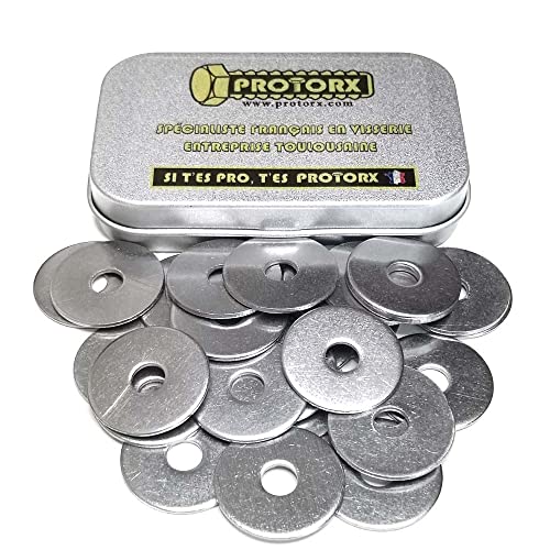 Rondelles Metal Inox M6 : Boite 30pcs Extra Large (Diam.int = 6,4mm x Diam.ext = 24mm) Plate Type 'LL' en Acier Inoxydable A2 | Carrossier Bricolage Réparation | Anti-Corrosion Exterieur-Interieur