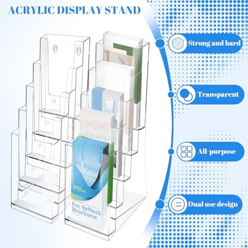 TMWEFUSC 2 Pack Acrylic Brochure Holder 5 Tier Clear Brochure Display Flyer Holder 4.2\"x11.3\" inch Rack Brochure Holder Suitable for 4\"x9\" Brochures,Magazine Holder,Flyer Holder (2) - Thumbnail 3