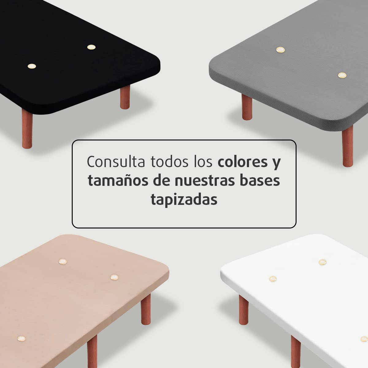 Base Tapizada con Patas de Madera Cerezo y Tejido 3D Transpirable | Barras Transversales de Refuerzo | Ideal para Dormitorio y Habitación de tu Hogar | Color Negro | Medidas 105x190 cm