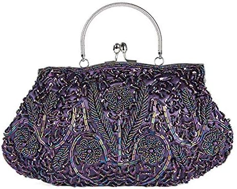 SimcatBeaded Sequin Flower Evening Purse Large Clutch Bag