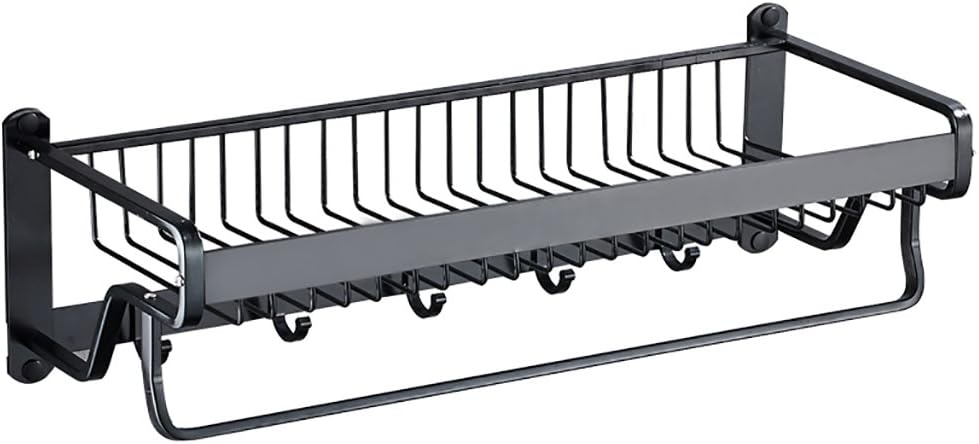 YONGLIANG Bath Supplies Towel Rack-free Space Aluminum Bathroom Shelf Black Bathroom Hardware Accessories Bathroom Towel Rack