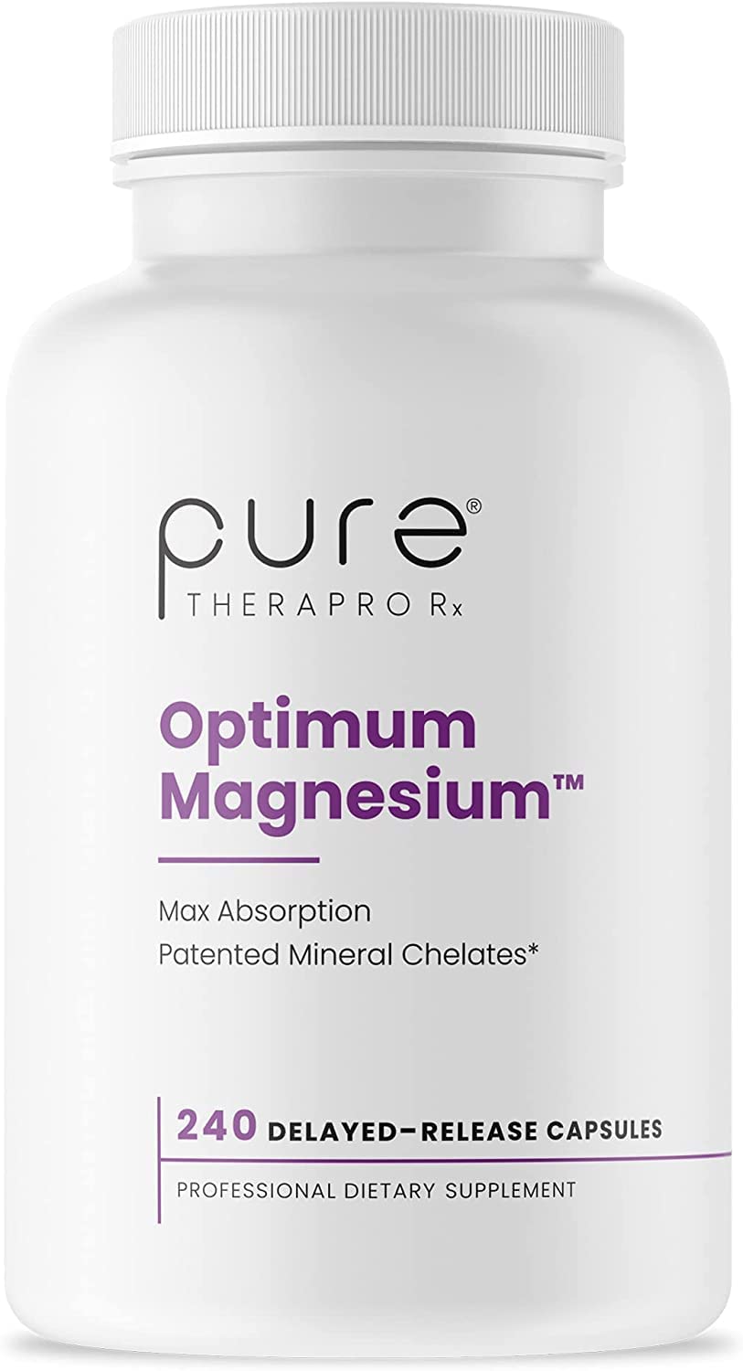 Optimum Magnesium - 240 Delayed Release Veg Caps | 250mg Elemental TRAACS Magnesium Lysyl Glycinate Chelate & Albion DiMagnesium Malate | Formulated for Enhanced Absorption | Non GMO | Lab Tested