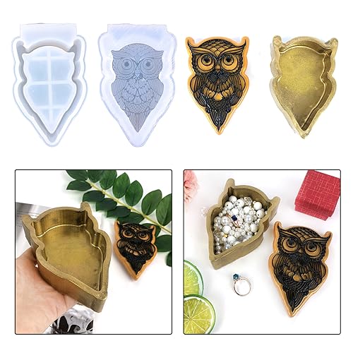 Moule de plateau en silicone hibou pour le rangement de bijoux et décoration de maison moderne - 3
