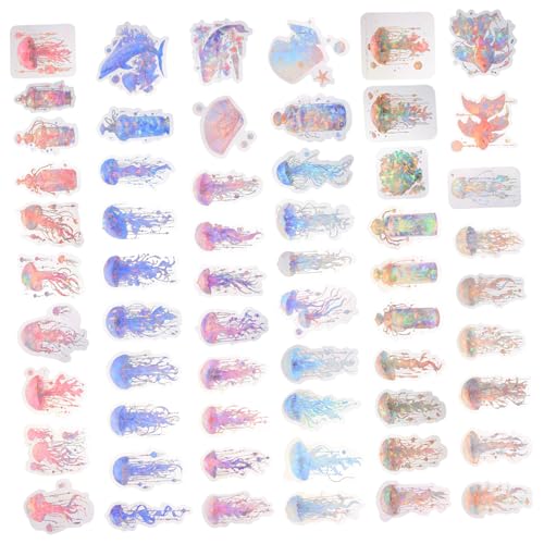 Pegatinas de medusas impermeables efecto brillo manualidades estéticas 2