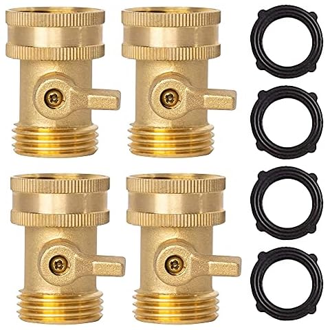 Xiny Tool Brass Garden Hose Shut Off Valve, Heavy Duty 3/4 Inch Solid Brass Garden Hose Shut Off Valve with 4 Extra Rubber Washers (4) Cover