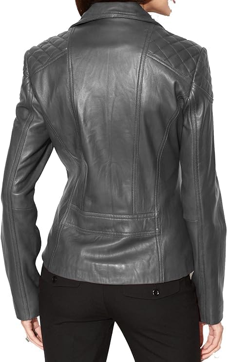 Womens Bambert Lambskin Genuine Leather Jacket, Biker Jacket - Image 2