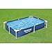 Bestway Steel Pro 87 Inch x 59 Inch x 17 Inch Rectangular Metal Frame Above Ground Outdoor Backyard Swimming Pool, Blue (Pool Only)