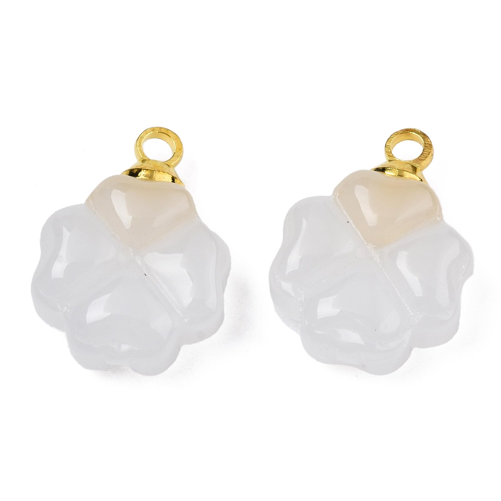Stiesy Glass Clover Charms 20Pcs White Four Leaf Glass Pendants Imitation Jade Lucky Clover Charm Bulk for Jewelry Making Crafts DIY Bracelet Gifts