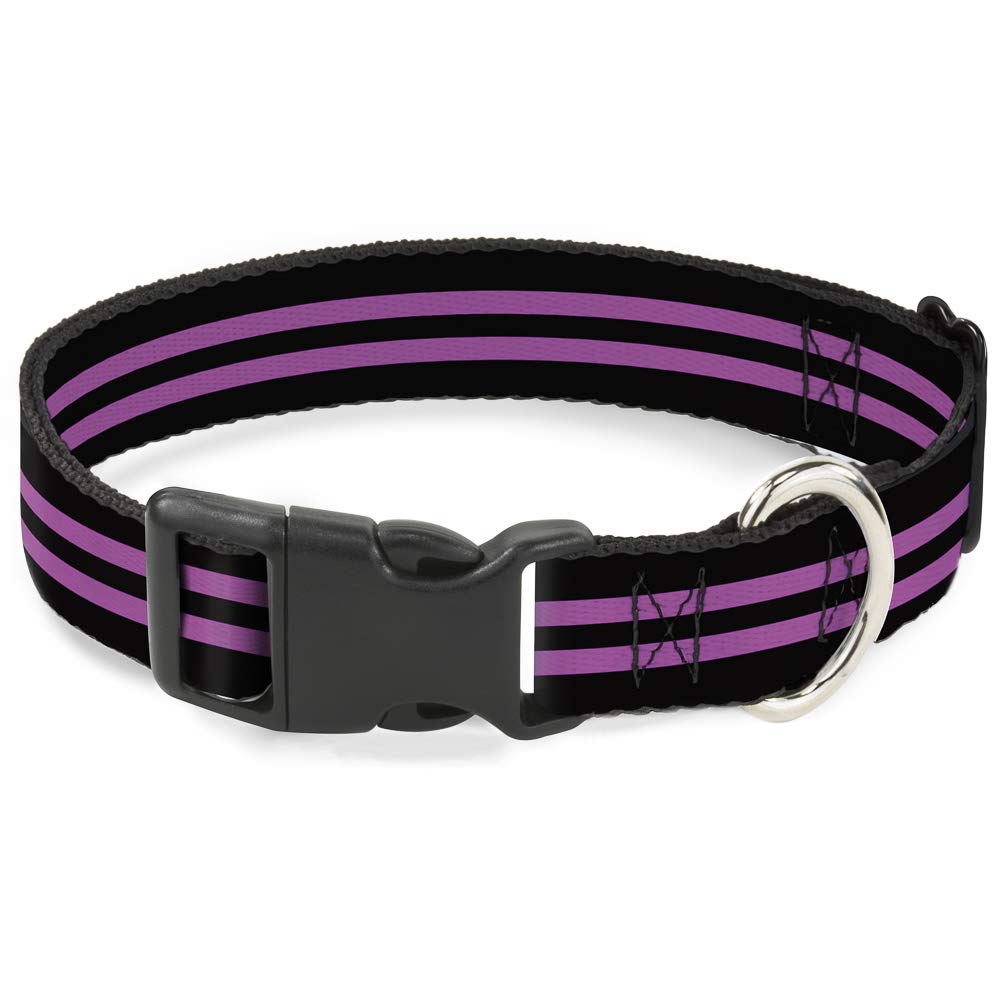 Collier à rayures rose et noir avec sangle large et boucle plastique réglable