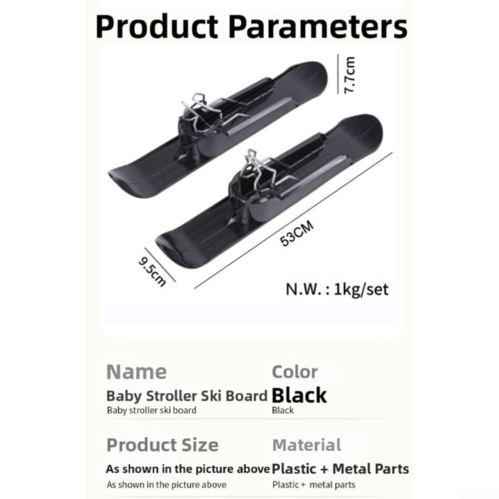 Planche de ski compatible avec roues de 15 cm à 30 cm de diamètre pour fauteuil roulant, vélo, scooter et poussette pour animal domestique utilisation en extérieur en hiver