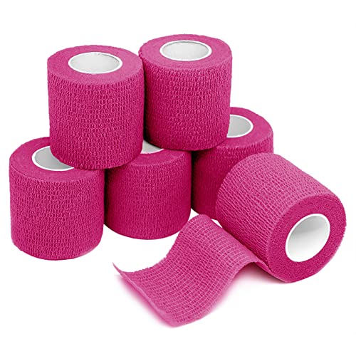 FriCARE Self Adhesive Bandage Wrap, Medical Tape in First Aid Kit Cohesive Bandage Wrap for Sport & Athletic, Breathable Vet Wrap for Wounds, FSA/HSA Eligible 2" X 5 Yards 14 Rolls Magenta