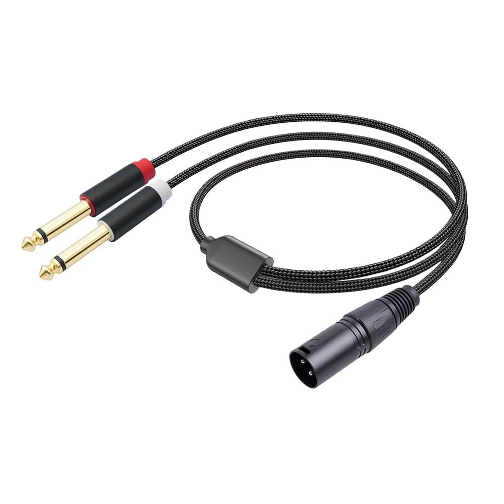 1/2/3M podwójny 1/4 cala na XLR męski rozdzielacz Y męski XLR na podwójny 6,35 mm mono wtyczka mikrofon konwerter audio adapter (2 m)