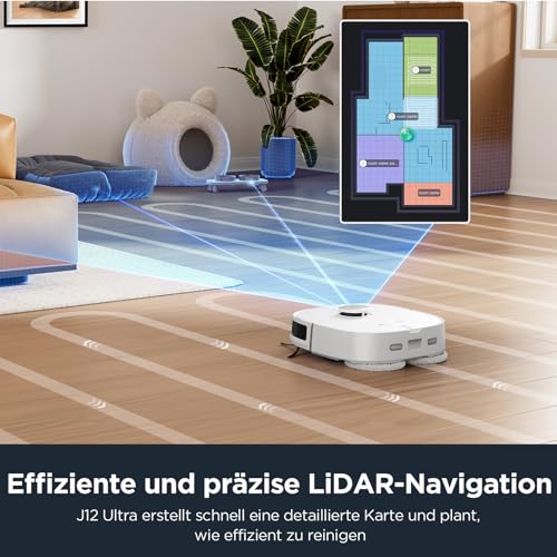 Image of Eureka J12 Ultra DE Vacuum & Mop Robot + All-in-One Station (AI 3D Obstacle Detection, Intelligent Pet Bypass, Car Carpet Detection, Ideal Against Pet Hair, App & Voice Control) White