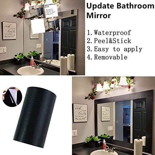 WDragon 10 Meters Black Wallpaper Border Black Wood Grain Border Peel and Stick Borders for Wall Backsplash Kitchen Bathroom Mirror Frame - Image 2