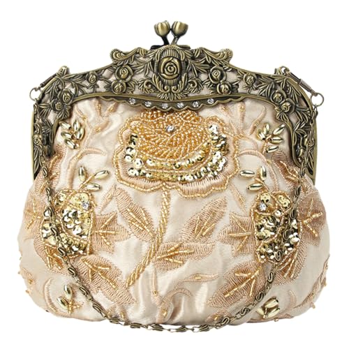 Image of Women's Vintage Beaded Sequin Flower Evening Handbags Wedding Clutches Prom Cocktail Party Handbags