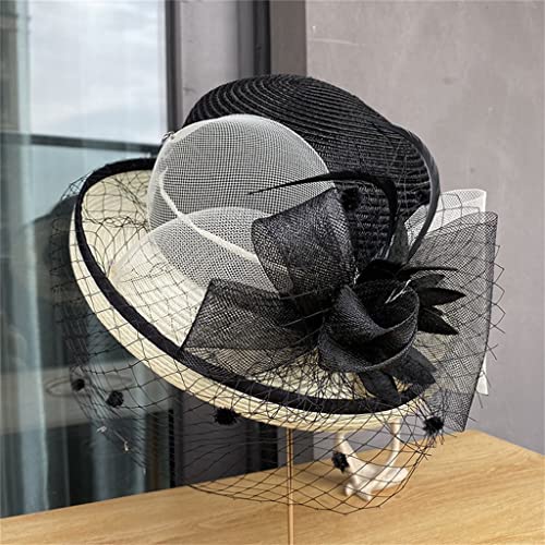 Chapeau de soleil haute couture en gaze fleur style rétro britannique