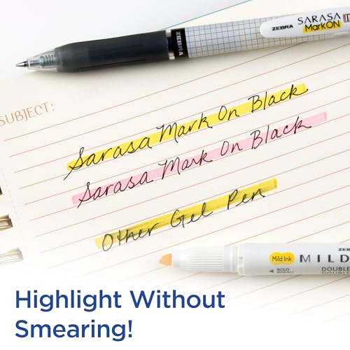 Bolígrafo Zebra Pen Sarasa Mark ON Gel, punta fina 0.5mm, negro, pack 12 miniatura 2