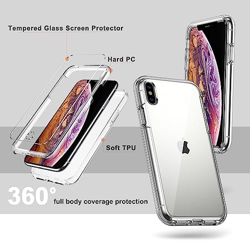 Coolqo PC_0088_5.8_IPXS_01 Compatible For Iphone X/Xs Case [10 Ft Military Grade Drop Protection][2 X Tempered Glass Screen Protector][Dual Layer] Heavy Duty Shockproof Protective Clear Phone Cover Case thumb #3