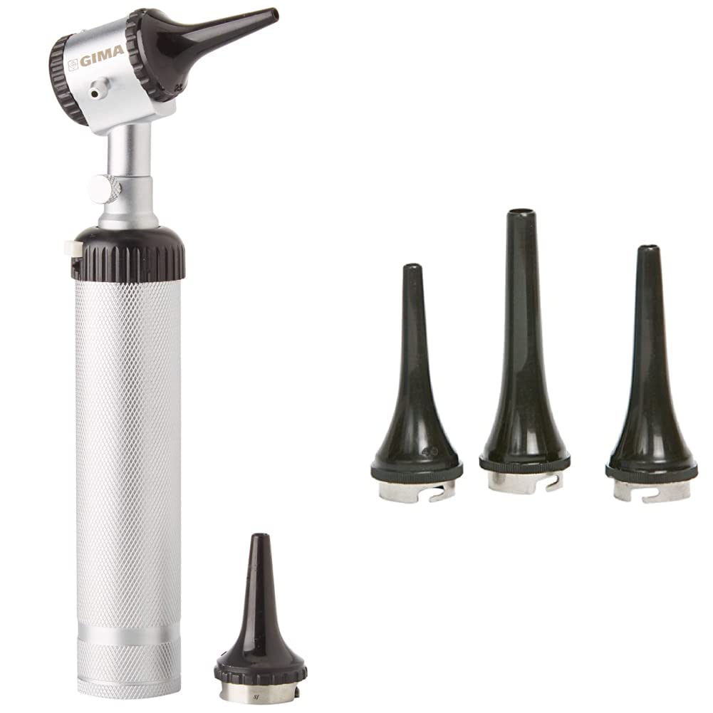 GIMA 31440 Otoscopio Parker, Nero & 31447 Set Speculum Veterinaria, Confezione da 3, Nero