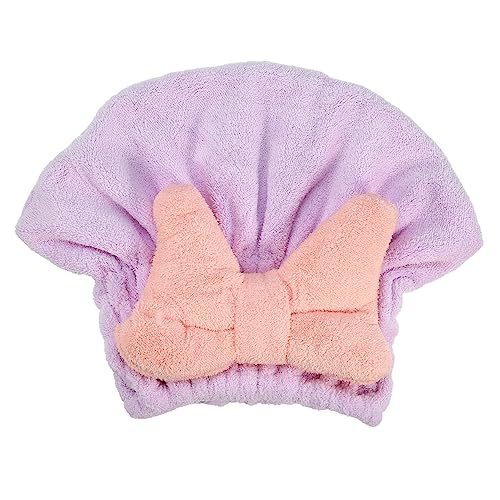 VOCOSTE Teenager Coral Fleece Hair Drying Towel Dry Cap, Towel Cap Quick Drying Lightweight for After Bath Drying Hair, Purple