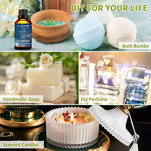 Image of BURIBURI Jasmine Essential Oil 100% Pure Undiluted Aromatherapy Jasmine Oil 100ML /3.38fl.oz for Soap, Candle Making, Massage, Diffuser, Humidifier